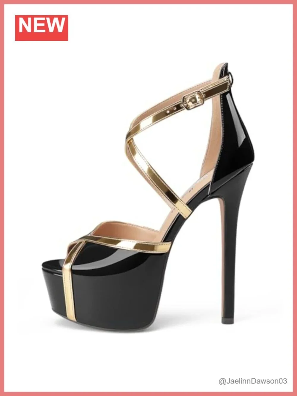 Stiletto High Heel Sandals Platform Peep Toe Strappy Crisscross 6 inch Gold